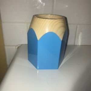 blue pencil holder jar